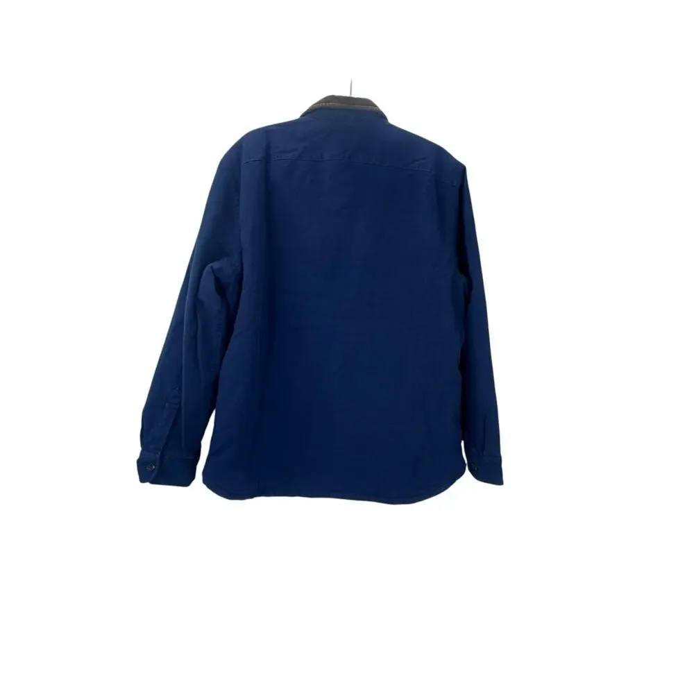J. Crew Men's Sherpa-Lined Duck Canvas Shirt-Jacket Twilight Blue Size L NWT